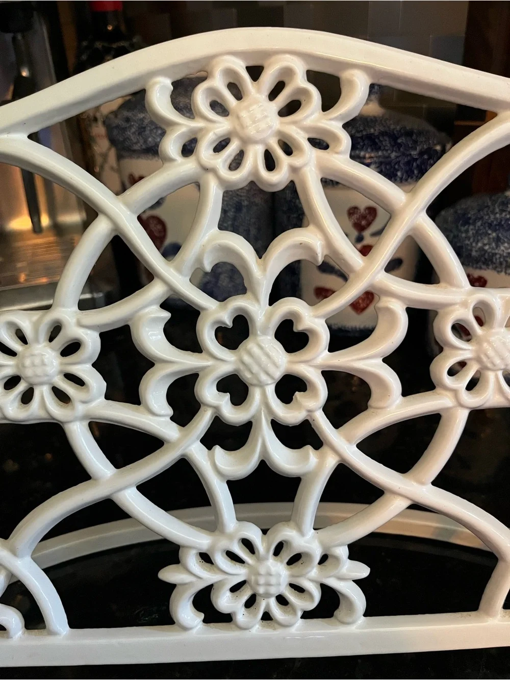 Vintage White Cast Iron Cookbook Stand-Ornate Floral Scrollwork Tablet Holder